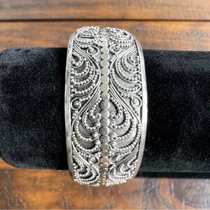 Sterling Silver Vintage Open Intricate Balinese Filigree Graduation Work Cuff